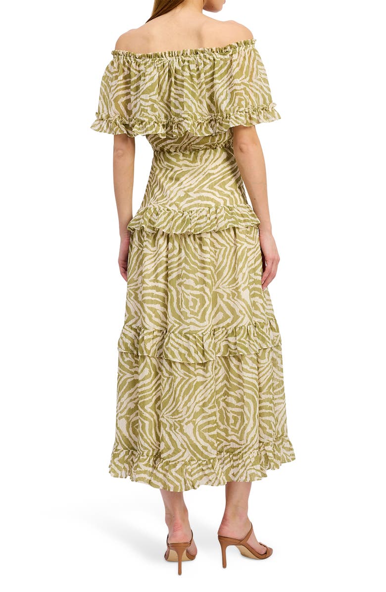 En Saison Skylar Off-the-Shoulder Midi Dress, Alternate, color, Off White Chartreuse