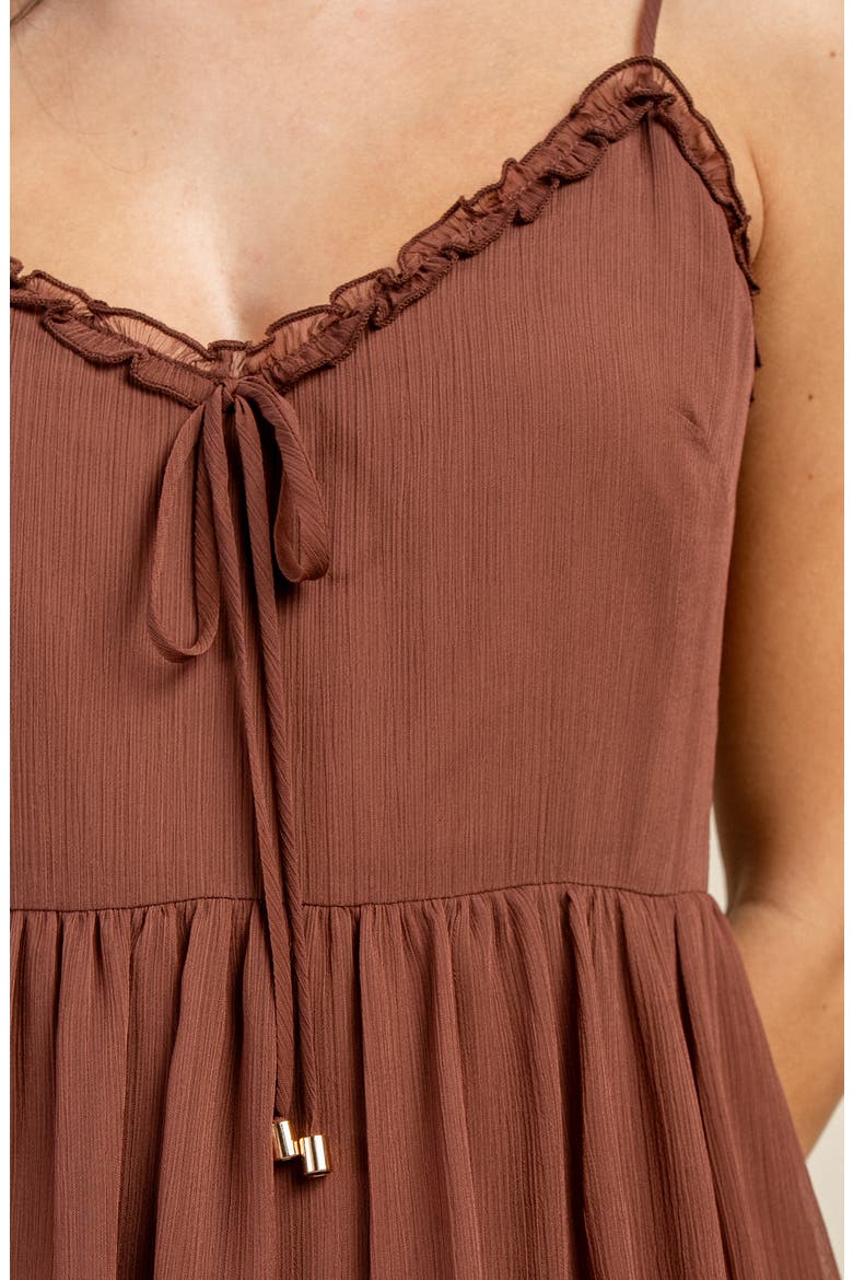 Yoryu Chiffon Tiered Minidress, Alternate, color, BROWN