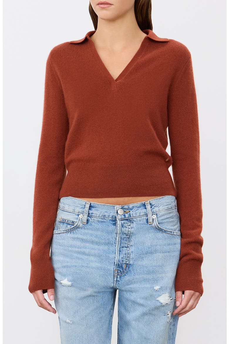 Vance Johnny Collar Cashmere Sweater, Main, color, RUST