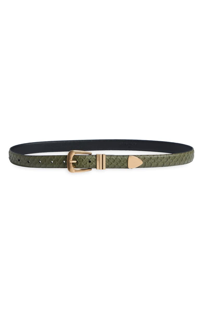 AllSaints Snake Embossed Leather Belt, Main, color, 