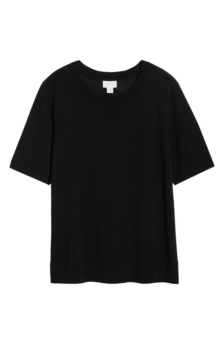 Caslon<sup>®</sup> Short Sleeve Wool Blend Sweater Top, Alternate, color, Black