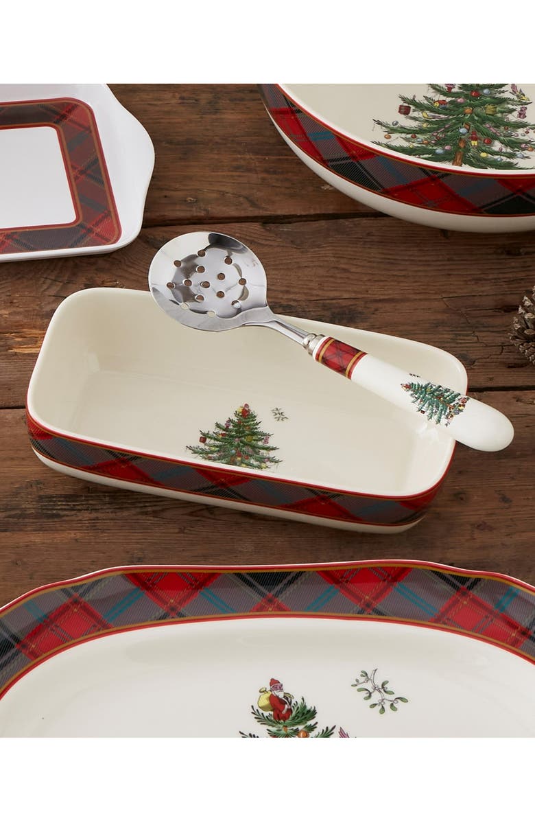 Spode Christmas Tree Tartan Casserole & Server Set, Alternate, color, 