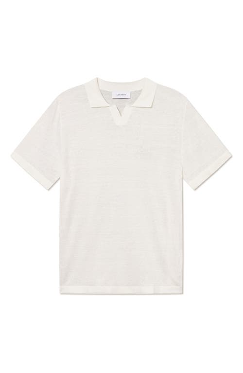 Les Deux Emmanuel Linen & Cotton Johnny Collar Polo In White
