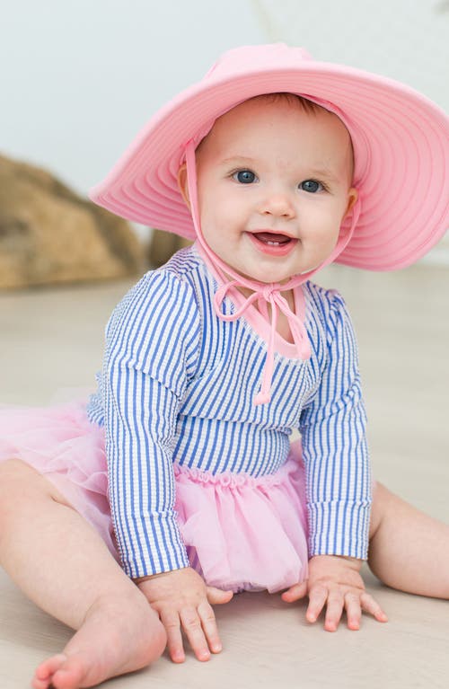 RUFFLEBUTTS RUFFLEBUTTS SEERSUCKER LONG SLEEVE ONE-PIECE SWIMSUIT