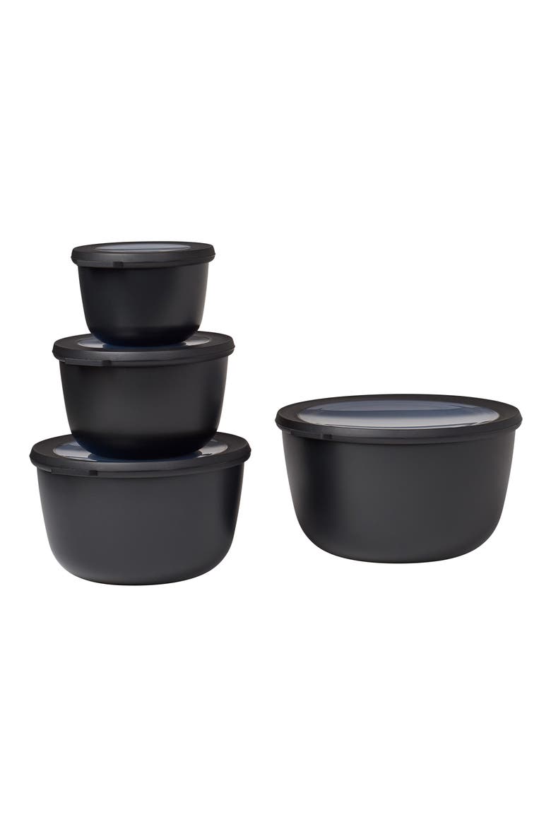Cirqula Set of 4 Storage Bowls, Main, color, BLACK
