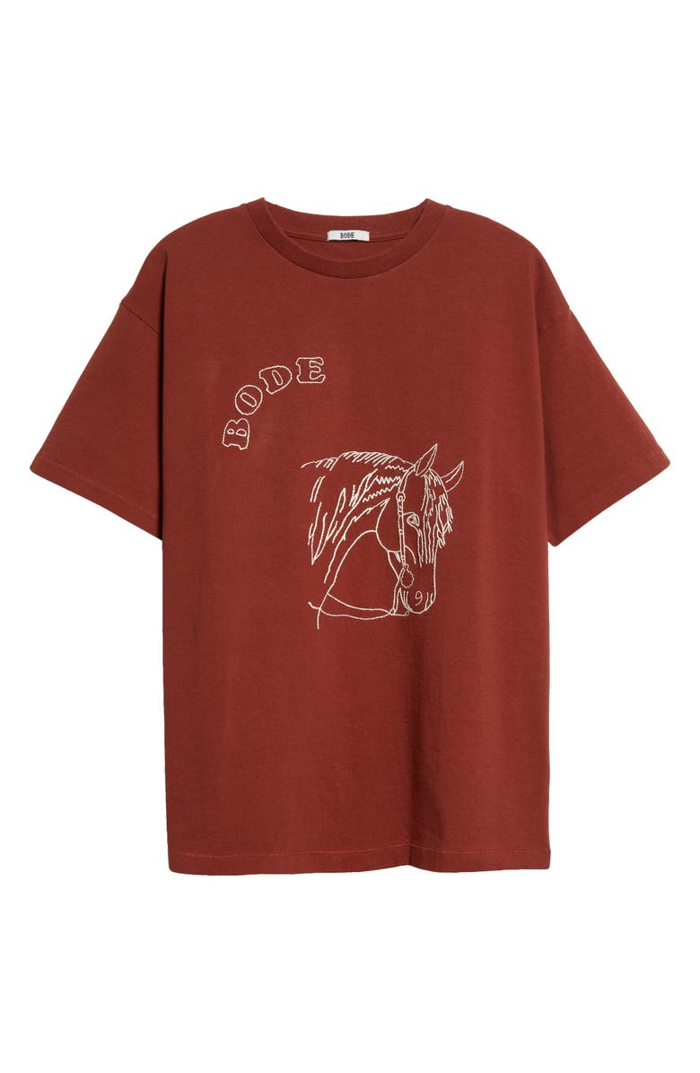 Bode Embroidered Pony Cotton T-Shirt, Alternate, color, 