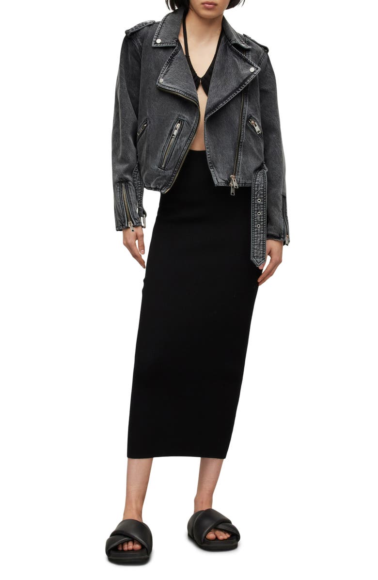 AllSaints Balfern Denim Biker Jacket, Alternate, color,