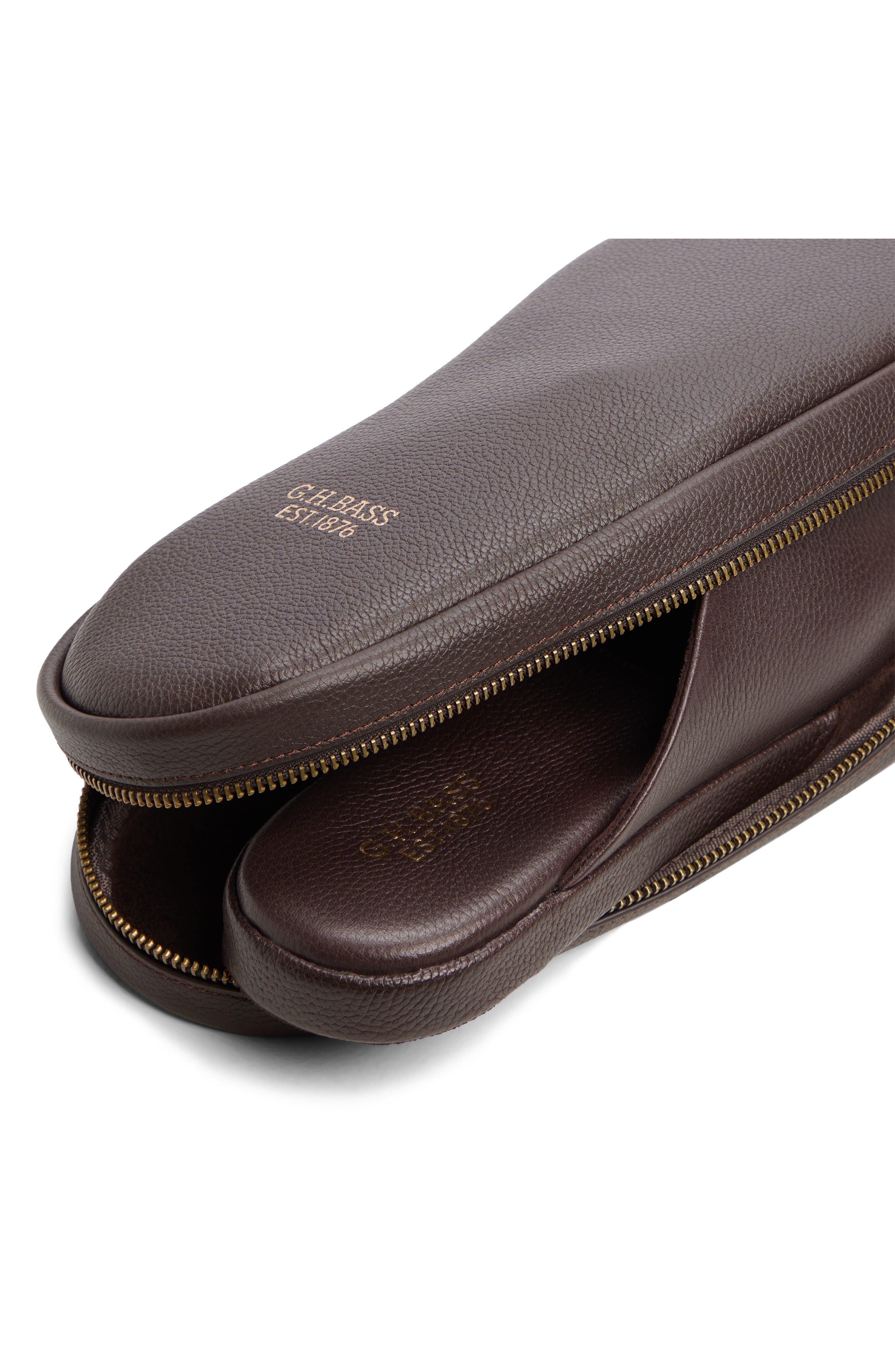 Monogram Mayfair Leather Packable Travel Slipper, Alternate, color, BROWN
