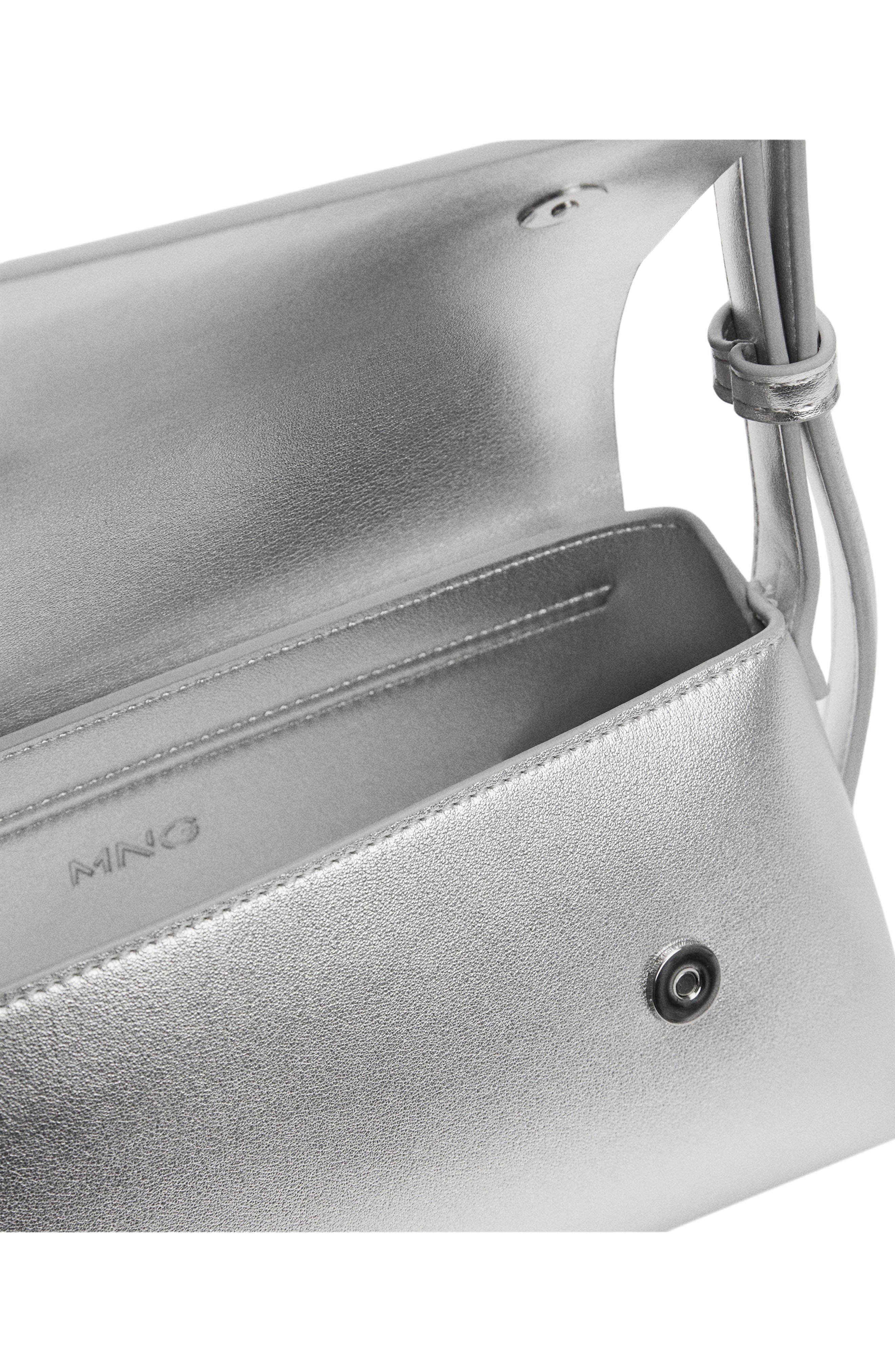 MANGO Metallic Faux Leather Shoulder Bag, Alternate, color, 