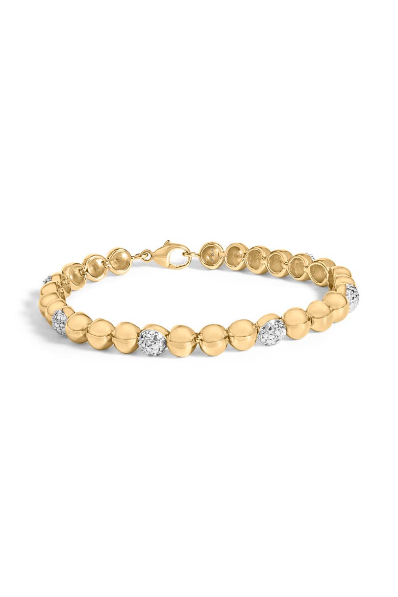 Gold Vermeil 1/5 Cttw Diamond Bold Dome Bead Link Bracelet, Main, color, Silver