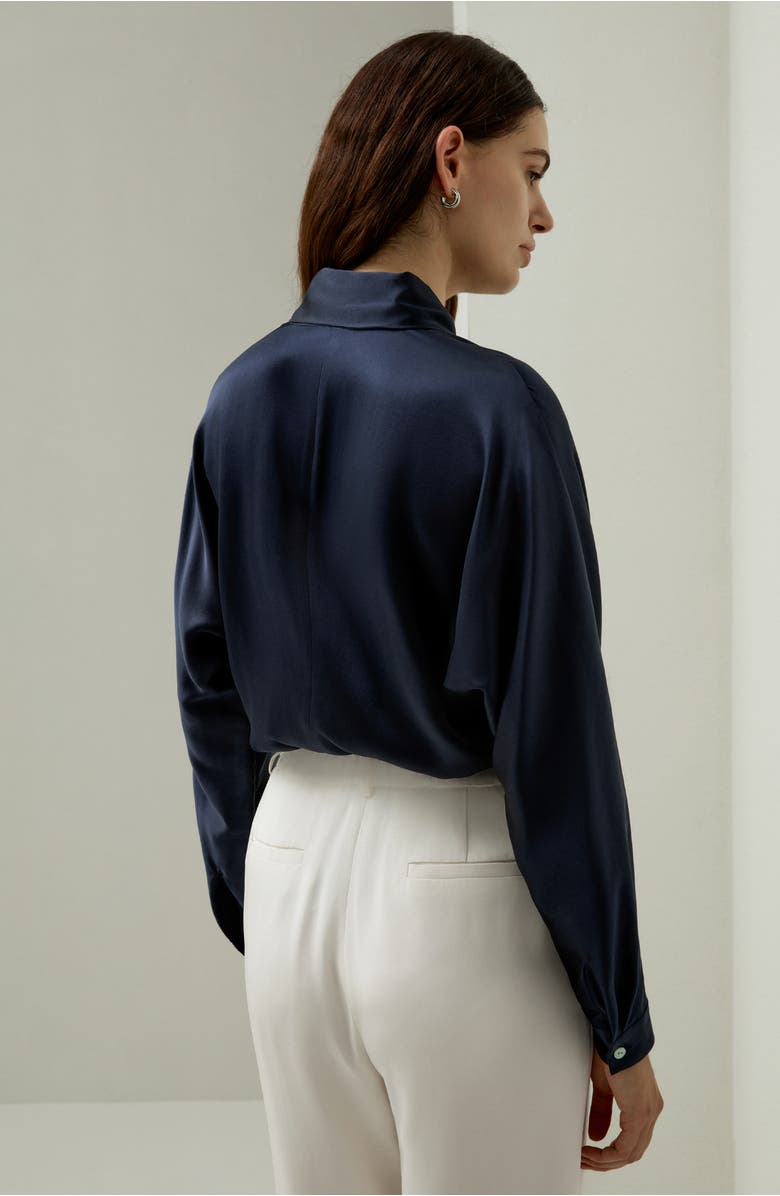 Lilysilk Batwing Silk Top with Adjustable Neck Tie, Alternate, color,