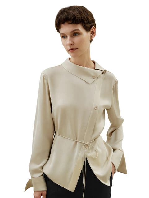 Asymmetrical Shirt with Waist Tie