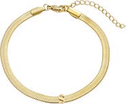 Adornia 18k Gold Plated Initial Herringbone Chain Bracelet