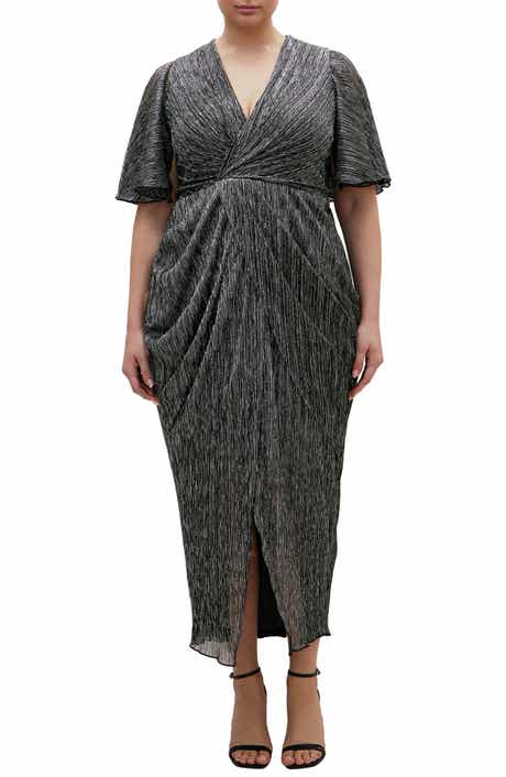 City Chic Lily Metallic Ruched Dress