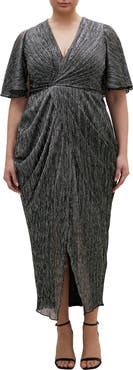 City Chic Lily Metallic Ruched Dress
