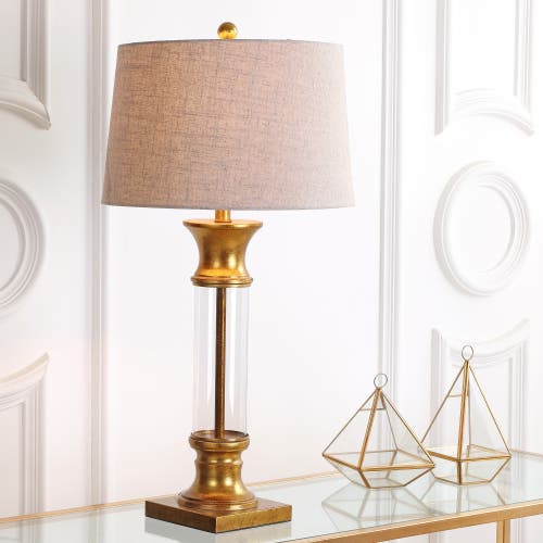 Jonathan Y Hunter 32" Metal/glass Led Table Lamp In Gold/clear