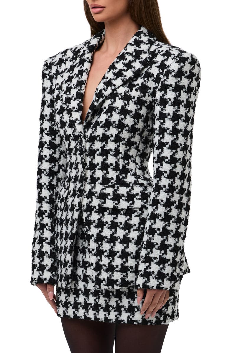 Naked Wardrobe Houndstooth Check Tweed Blazer, Alternate, color, Houndstooth Black/ White