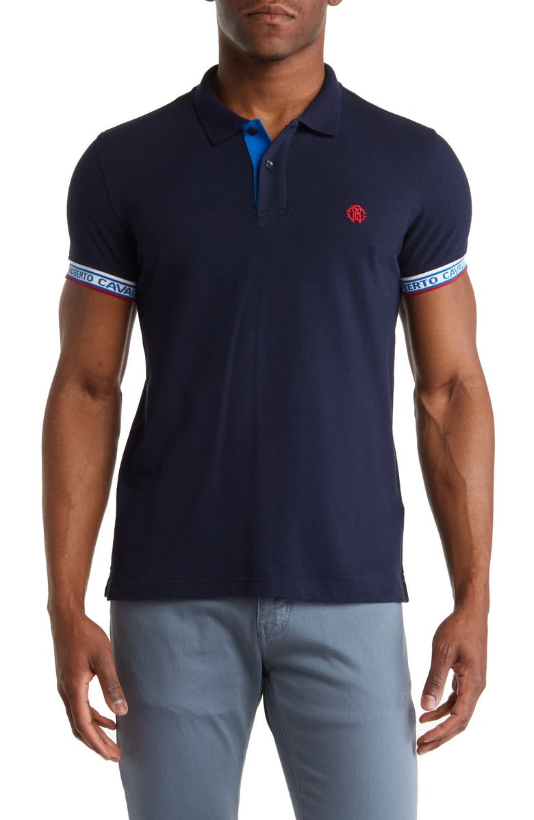 Roberto Cavalli Embroidered Crest Logo Cotton Polo, Main, color,