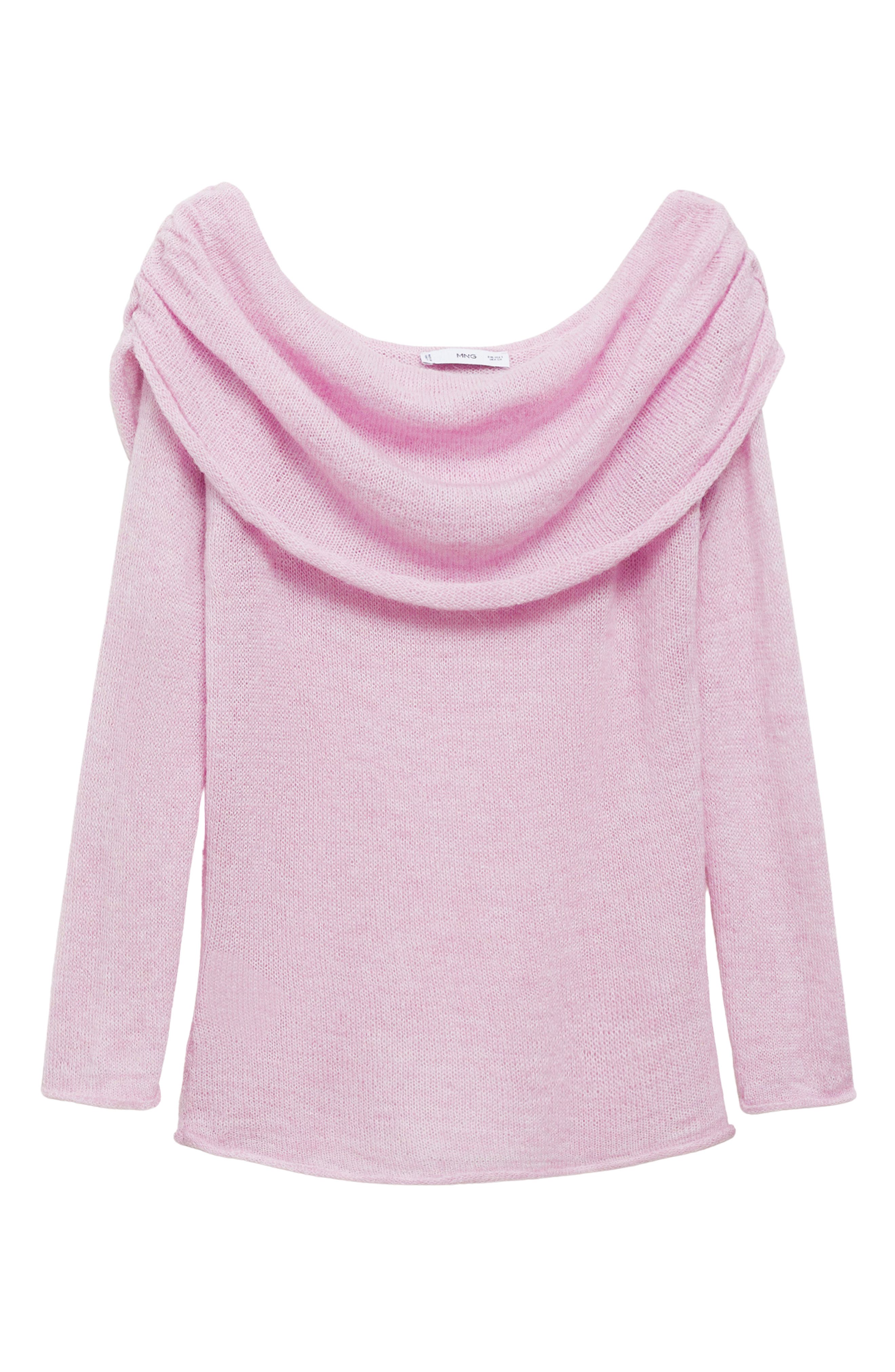 MANGO Ruched Off the Shoulder Sweater