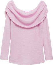 MANGO Ruched Off the Shoulder Sweater