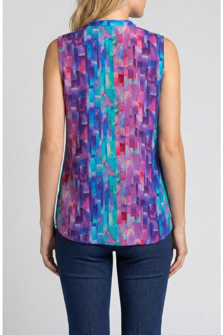 Sleeveless Button-Up Shirt, Alternate, color, PURPLE MULTI