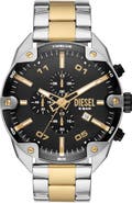 DIESEL® Spiked Two-Tone Bracelet Chronograph Watch, 49mm