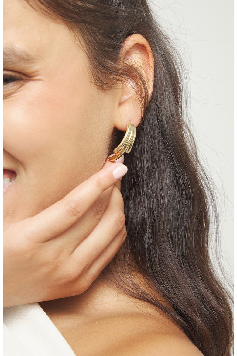 Three-Tube 18K Gold-Plated Earrings, Alternate, color, Gold