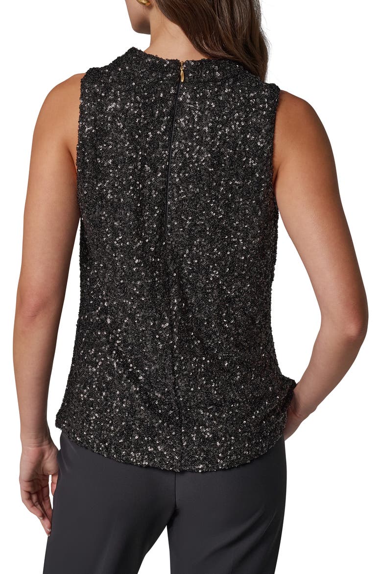 Sequin Sleeveless Cowl Neck Top, Alternate, color, BLACK