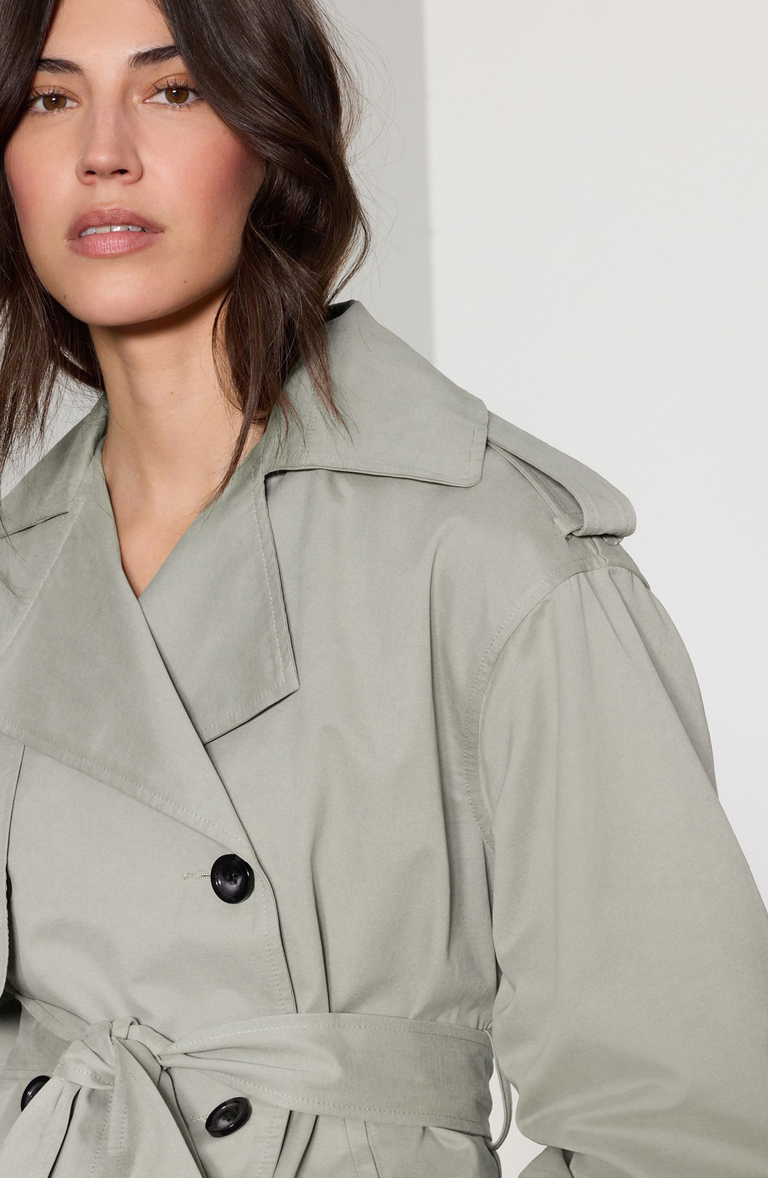 Crop Cotton Blend Trench Coat - image 2