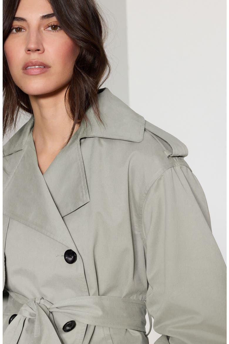 Crop Cotton Blend Trench Coat, Alternate, color, GREY