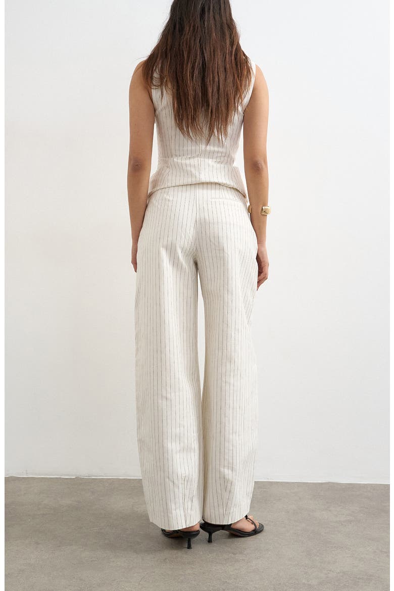 Striped Barrel Leg Pants, Alternate, color, WHITE