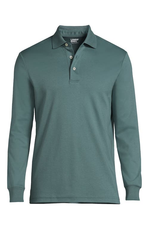 Lands' End Long Sleeve Cotton Supima Polo Shirt In Green