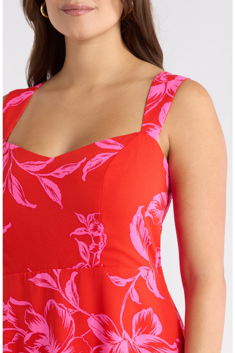 Darline Floral Bary Smocked Maxi Dress, Alternate, color, RED-PINK-COMBO