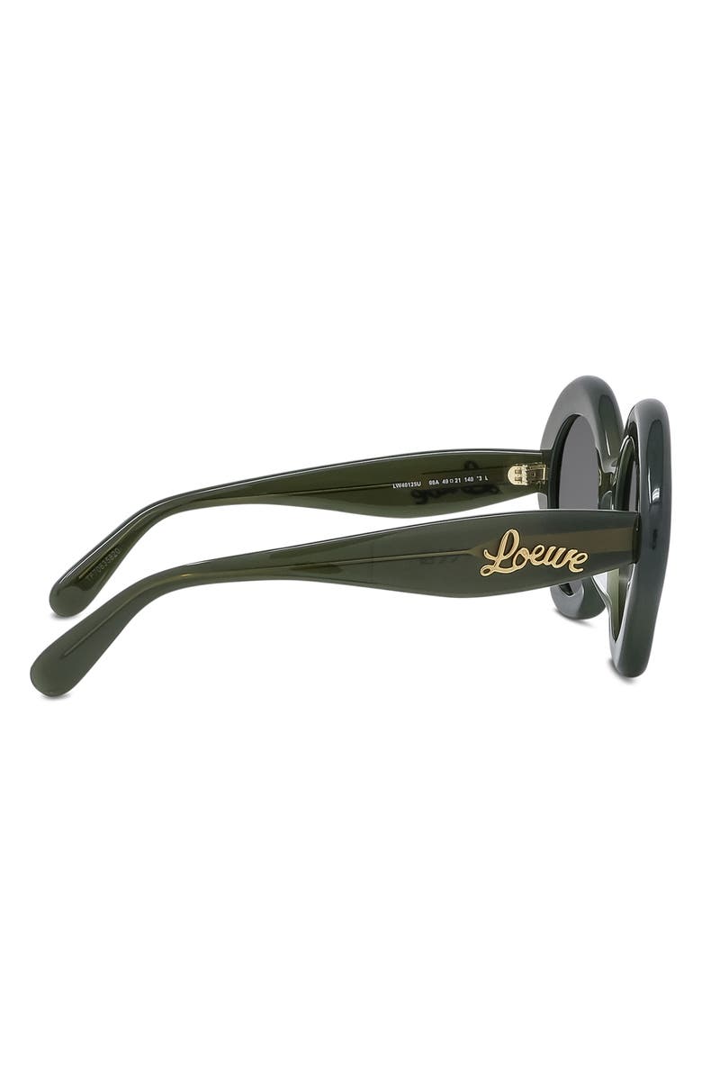Loewe Curvy 49mm Small Geometric Sunglasses, Alternate, color, Shiny Dark Green / Smoke