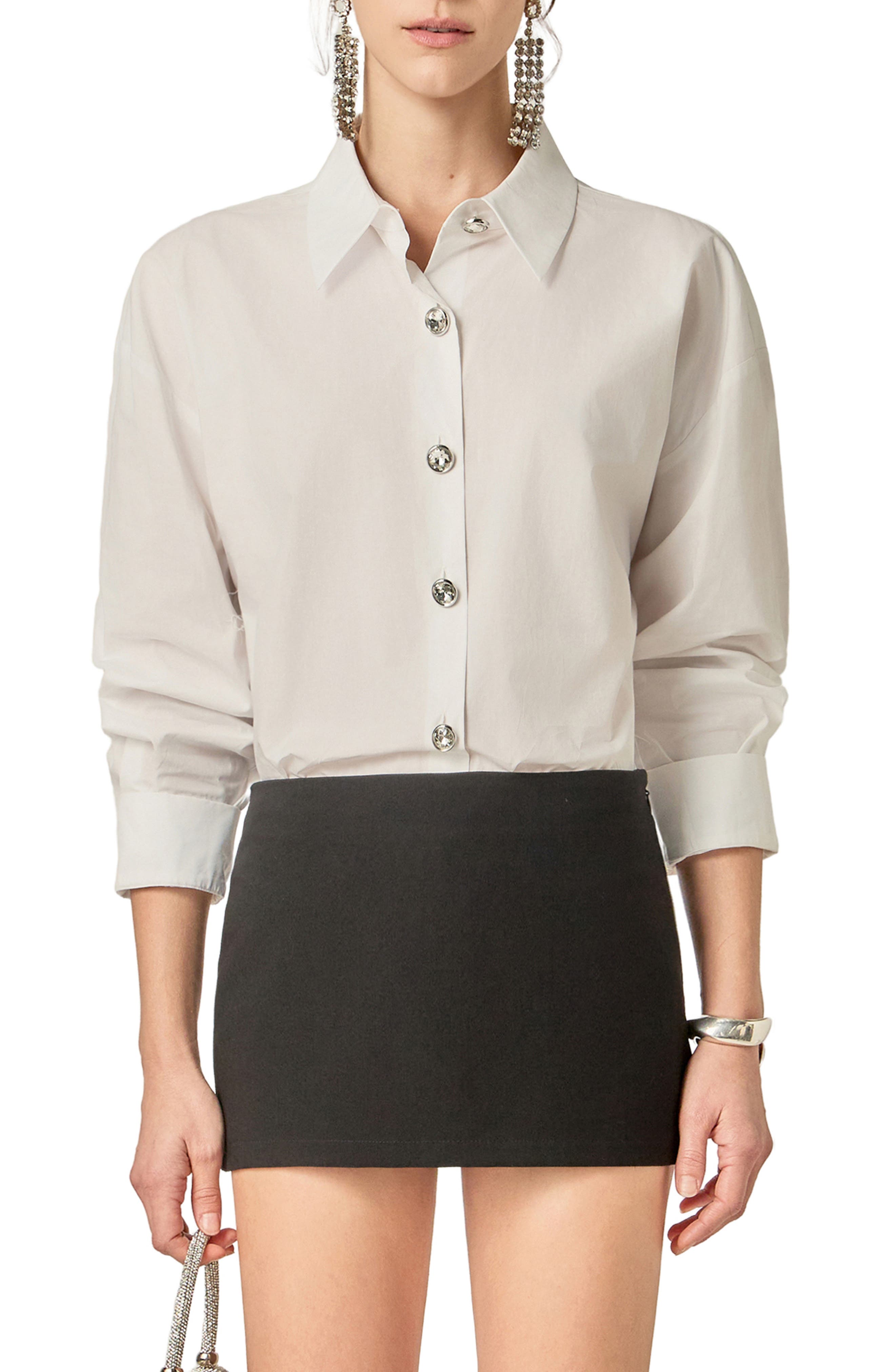 Oversize Collar Button-Up Blouse