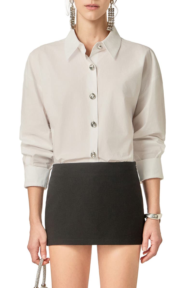 English Factory Oversize Collar Button-Up Blouse, Main, color, White