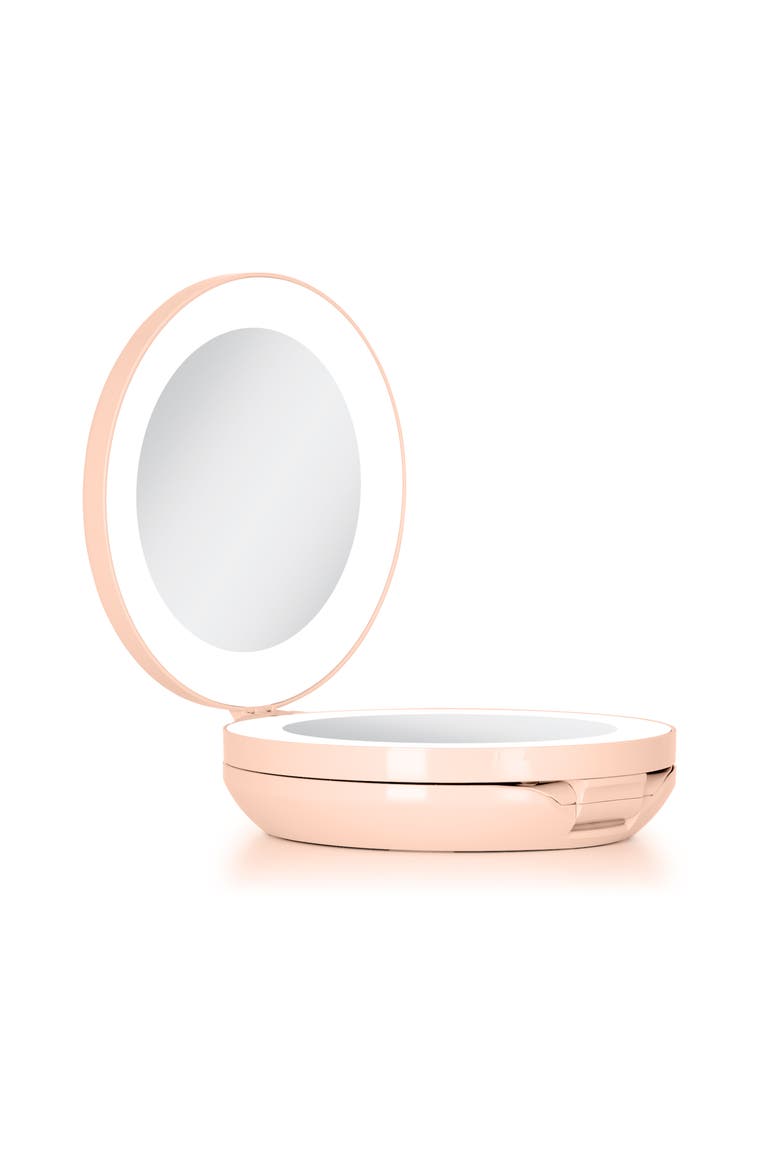 Lighted Travel Mirror with Magnification & Folding-to-Compact, Alternate, color, Peach