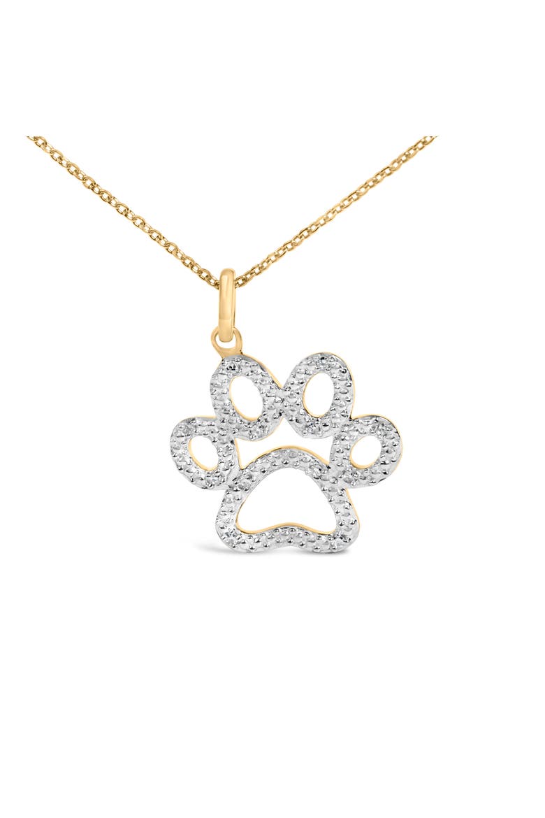 Gold Vermeil Diamond Accent Pet Paw Pendant Necklace, Alternate, color, Silver