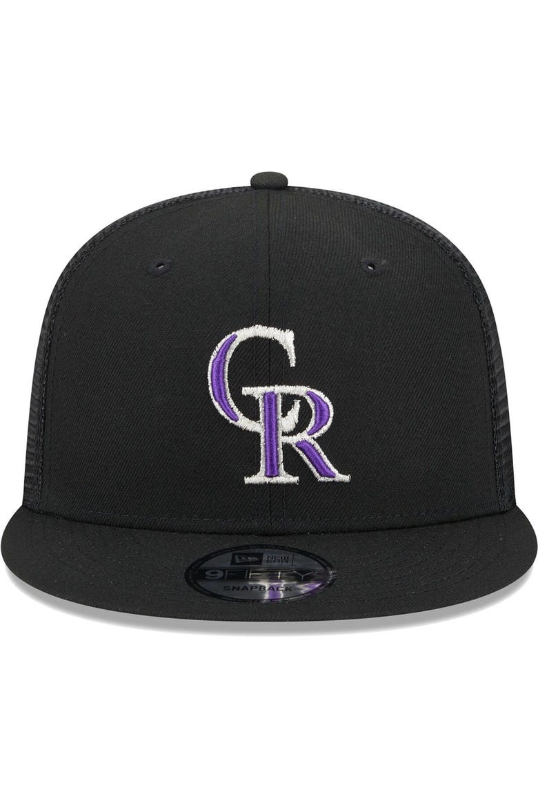 Men's New Era Black Colorado Rockies Team Color Trucker 9FIFTY Snapback Hat, Alternate, color, Black