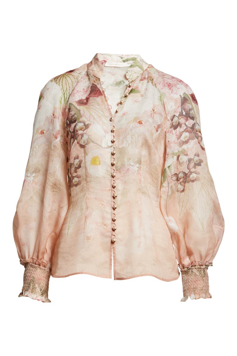 Dancer Floral Print Balloon Sleeve Blouse, Alternate, color, BLUSH GARDEN FLORAL