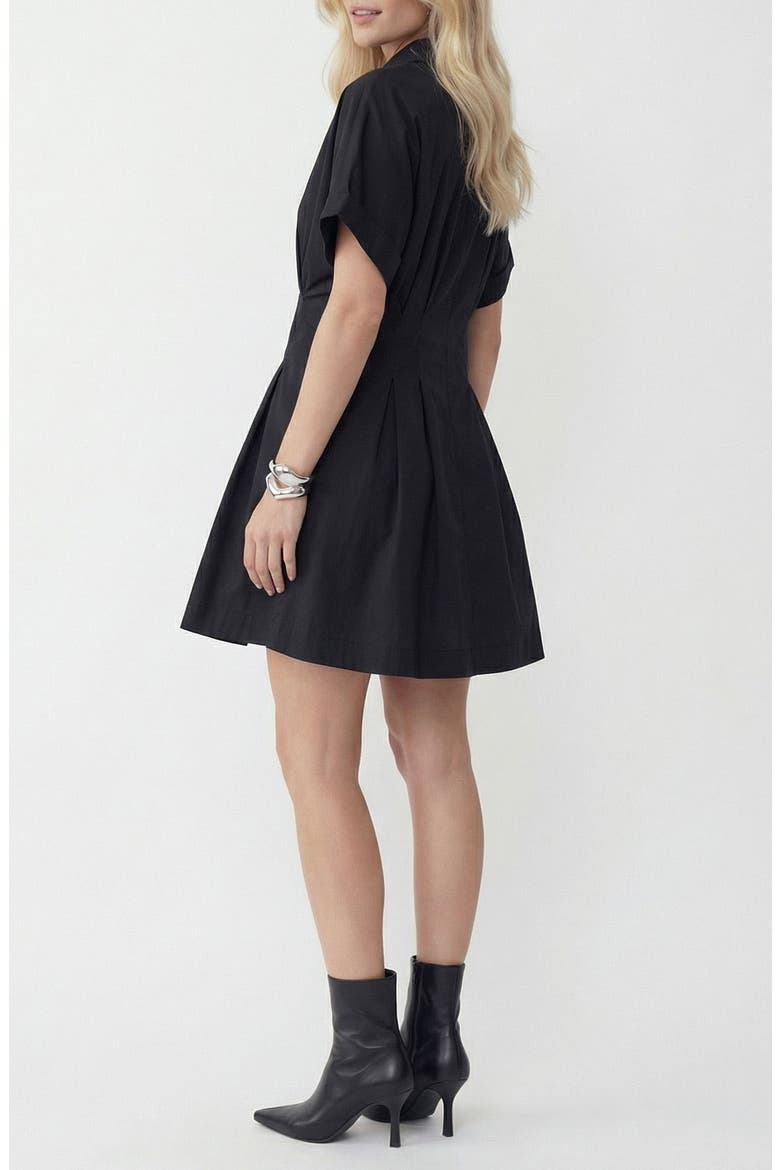 Friba Pleated Mini Shirtdress, Alternate, color, BLACK