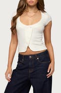 EDIKTED Blaunca Asymmetric Crop Knit Top