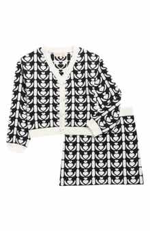 MARGAUX AND LEXI Kids' Heart Knit Cardigan & Skirt Set