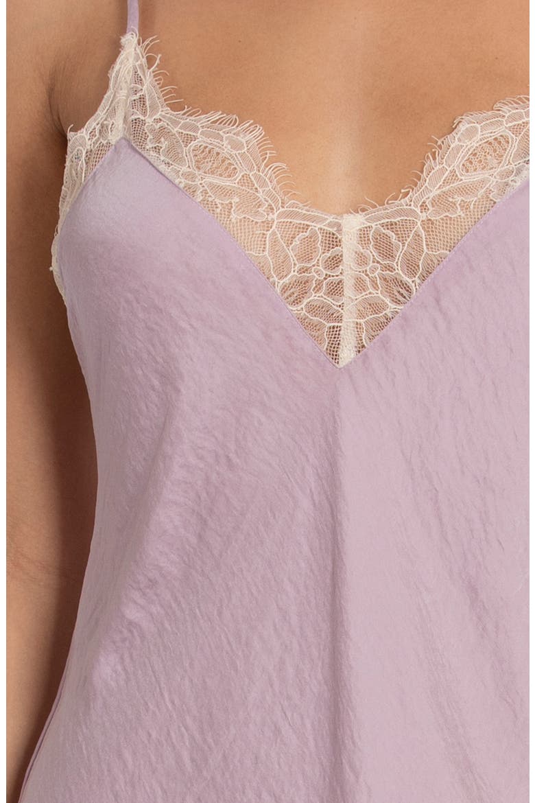 Lydia Lace Trim Satin Chemise, Alternate, color, LILAC