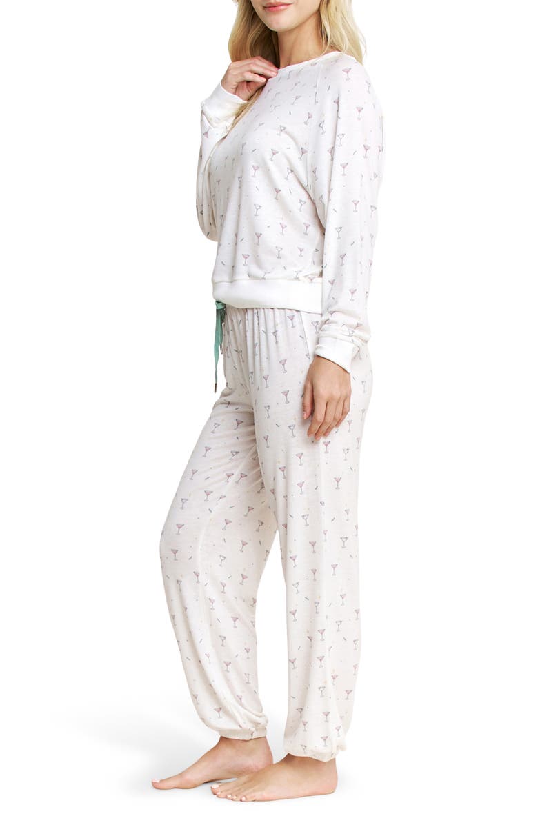Honeydew Star Seeker Brushed Jersey Pajamas, Alternate, color, Ivory Martinis