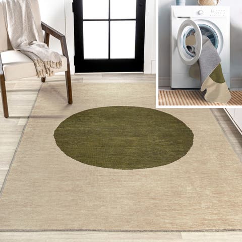 Cirkel Minimalist Geometric Dot Machine-Washable Area Rug