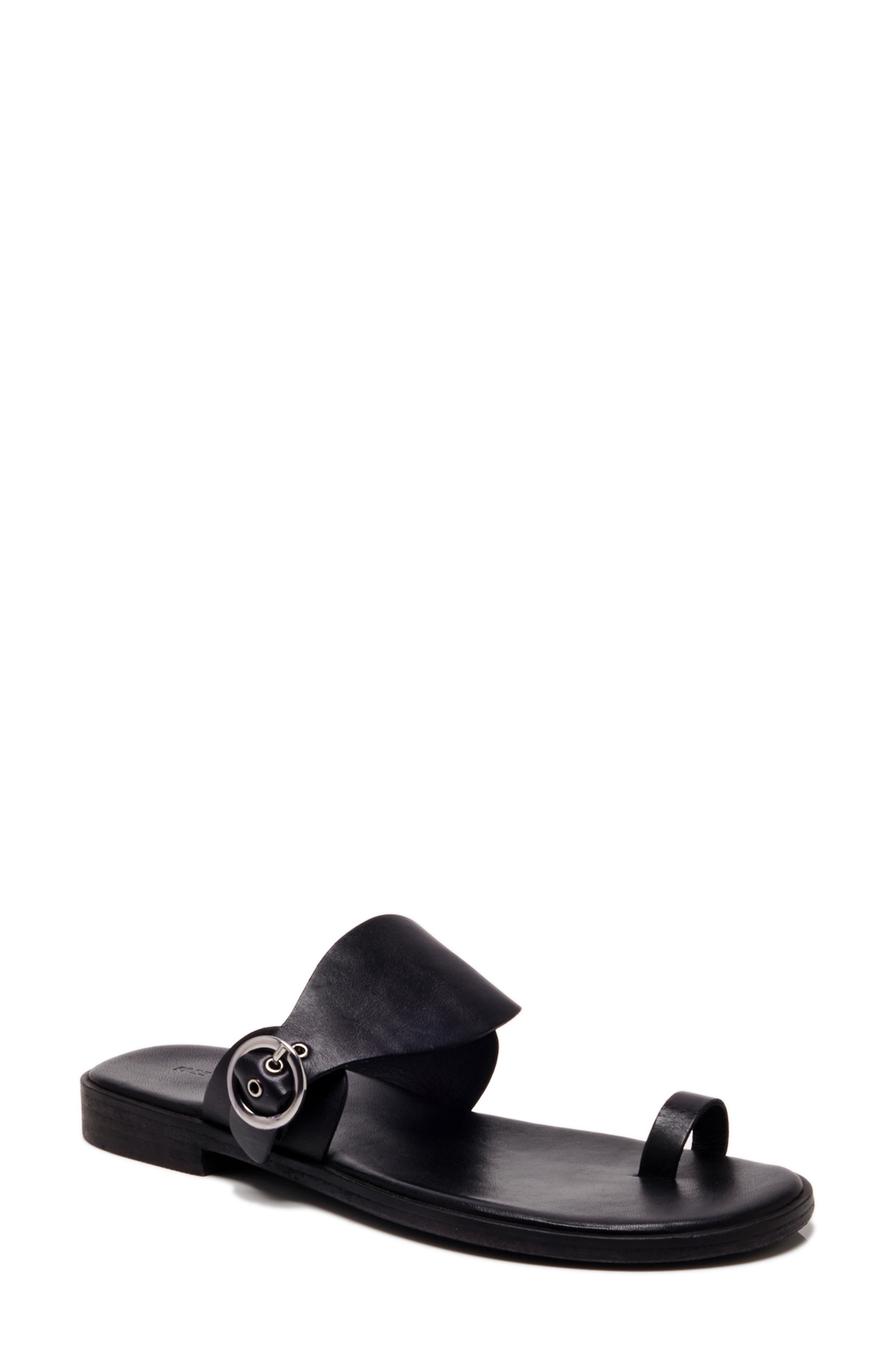 Free People Barcelona Toe Loop Sandal, Main, color, Black Leather