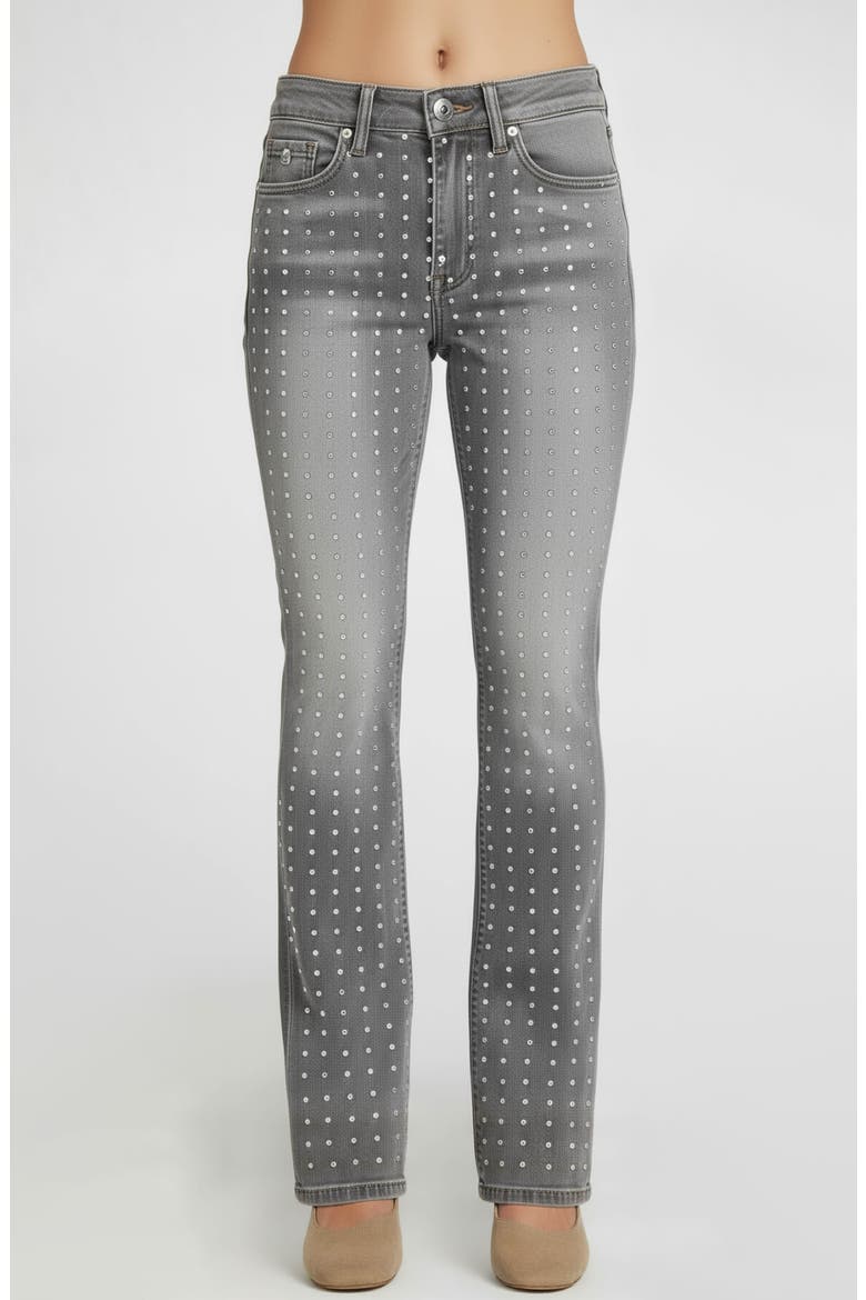 Rhinestone Embellished Straight Leg Jeans, Main, color, GREY WASH