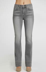 bebe Rhinestone Embellished Straight Leg Jeans