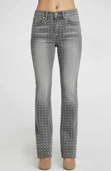 bebe Rhinestone Embellished Straight Leg Jeans